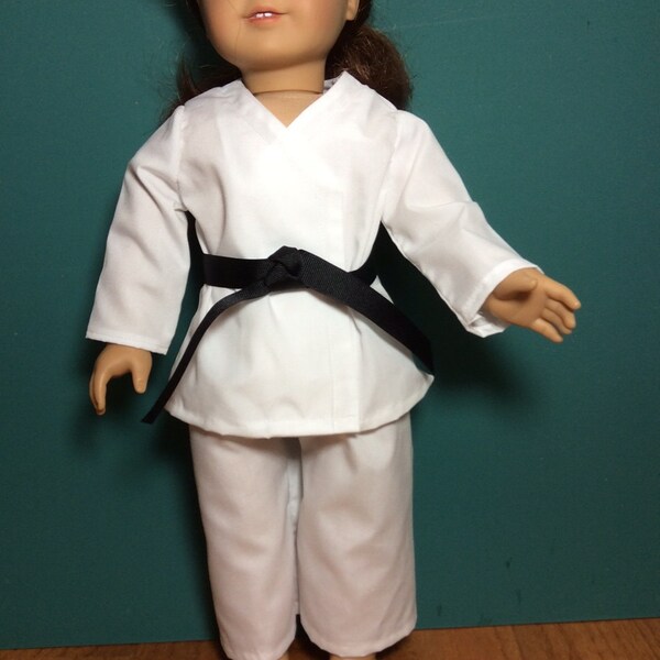18 Inch Doll, American Girl Doll Clothes - Karate Outfit with Choice of Colored Belts - Halloween Costume