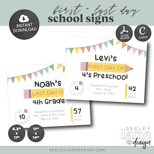 First and Last Day of School Sign: Editable PDF & JPG Templates (Digital File)