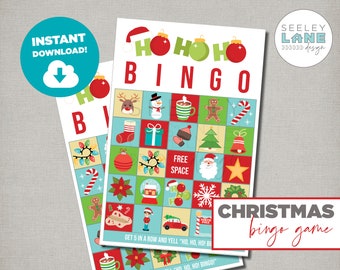 Christmas Ho Ho Ho Bingo Game, Digital File, Instant Download