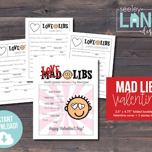 Valentine's Day Printable, Editable Kids' Mad Love Libs Valentine Booklets, Digital File, Instant Download image 1