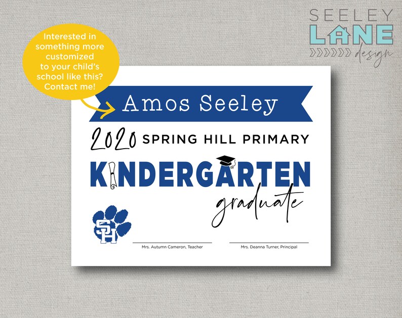 Kindergarten Graduation Sign Printable Fillable Instant - Etsy