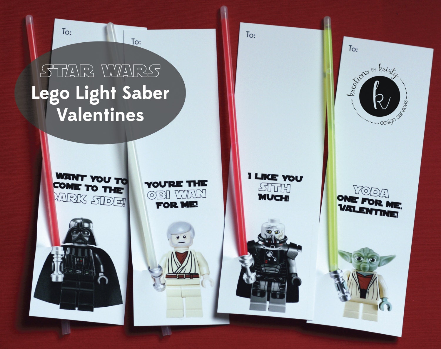Valentine's Day Printable, Editable Star Wars Glow Stick Light Sa…