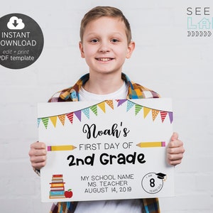 First and Last Day of School Sign PDF Template, Printable, Editable, Instant Download, Digital File image 2