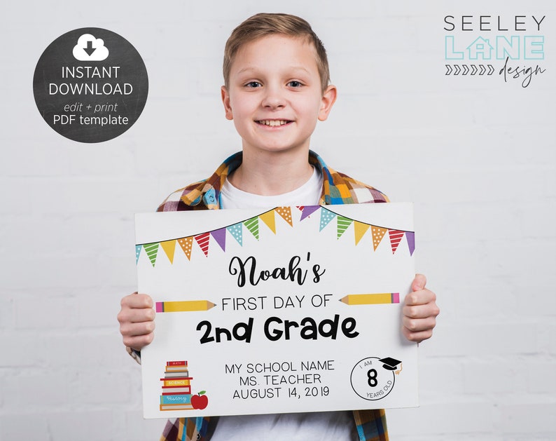 First and Last Day of School Sign PDF Template, Printable, Editable, Instant Download, Digital File image 2
