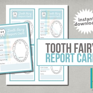 Tooth Fairy Report Card, Imprimable, Modifiable, Fichier numérique, Téléchargement instantané