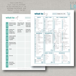 Grocery List Digital Template and Menu or Meal Planner, Mobile-Friendly, Printable, Fillable, Instant Download image 4