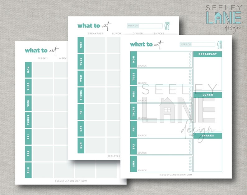 Grocery List Digital Template and Menu or Meal Planner, Mobile-Friendly, Printable, Fillable, Instant Download image 2