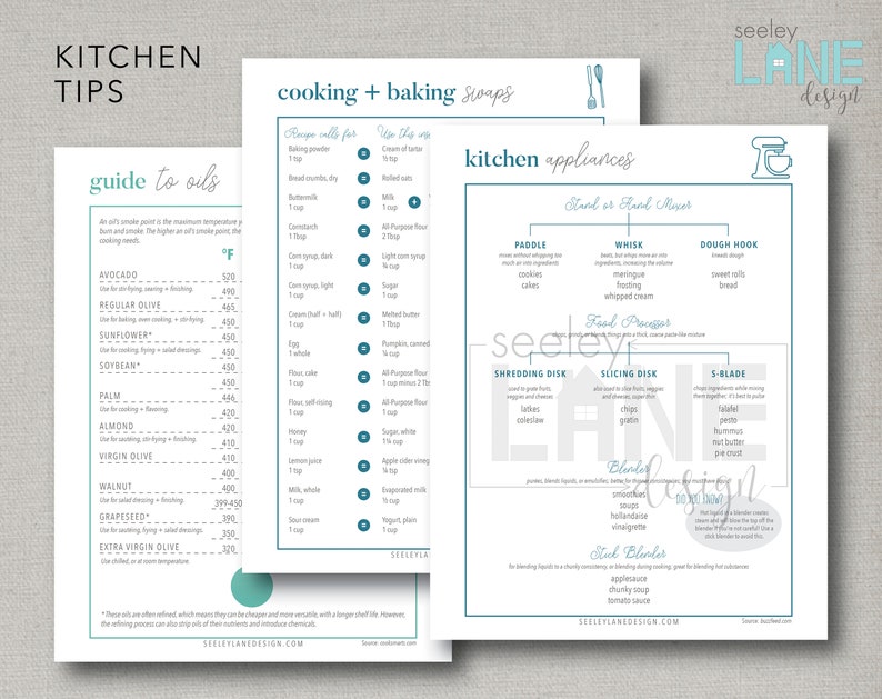 Recipe Book and Binder Kit with Kitchen Tips, Printable and Editable, Instant Digital Download image 5