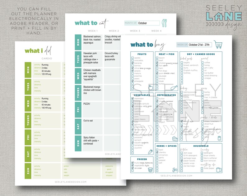 Fitness Nutrition Planner with Form Fields, Printable, Editable, Instant Digital Download image 8