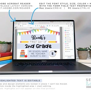 First and Last Day of School Sign PDF Template, Printable, Editable, Instant Download, Digital File image 4