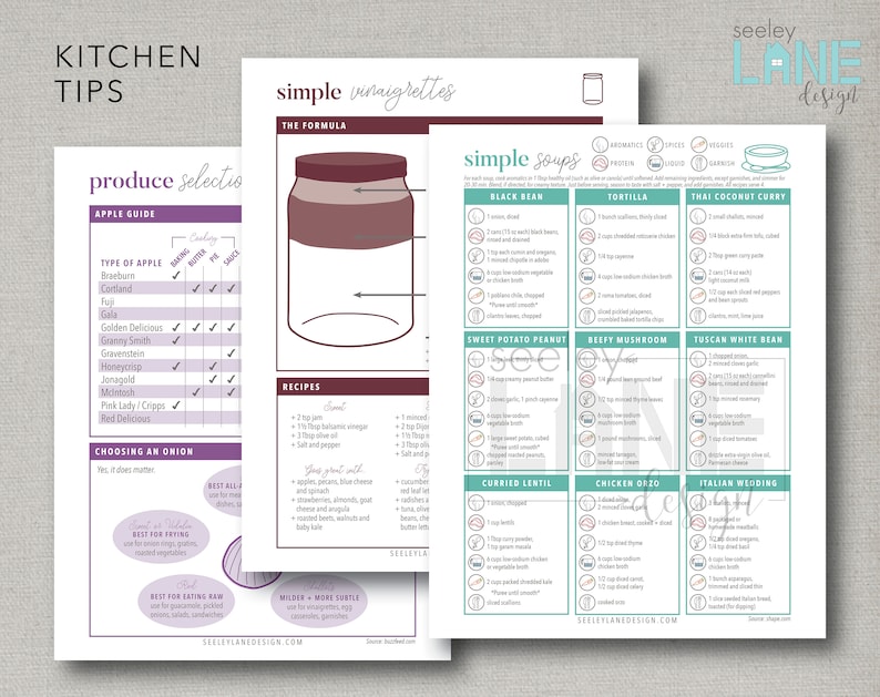 Recipe Book and Binder Kit with Kitchen Tips, Printable and Editable, Instant Digital Download image 4