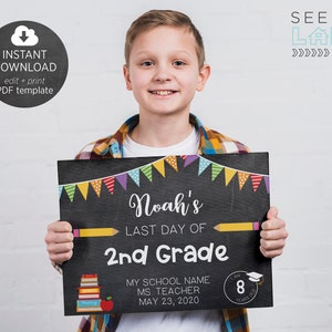First and Last Day of School Sign PDF Template, Printable, Editable, Instant Download, Digital File image 3