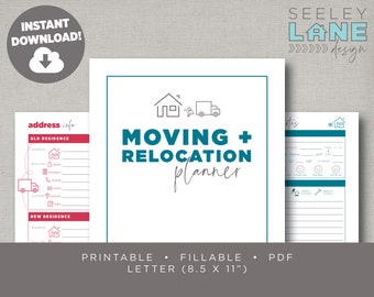 Moving or Relocation and House Hunting Planner, Printable, Fillable, Instant Digital Download