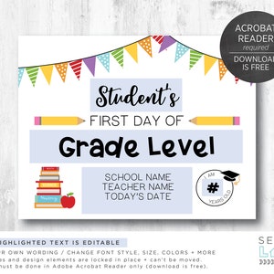 First and Last Day of School Sign PDF Template, Printable, Editable, Instant Download, Digital File image 5