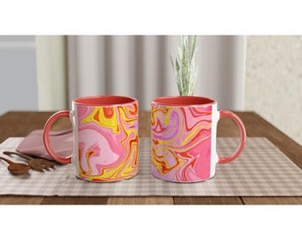 White 11oz Ceramic Mug with Color Inside