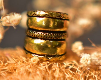 Ring made of brass, traditional handicraft, tribal trinket from India