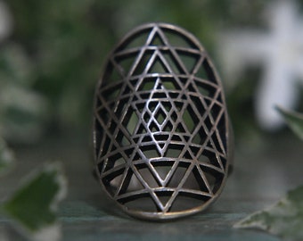 Bague triangulaire, Illuminati, bijou pour les doigts, réglable en taille