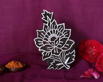 Poinçon indien en bois de rose, tampon en tissu fait à la main