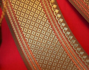 Brocade border, mocha & gold, width: 60 mm