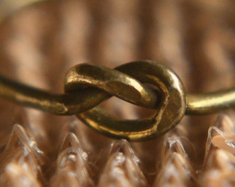 Pretzel ring made of brass, tribal trinkets, unique ring