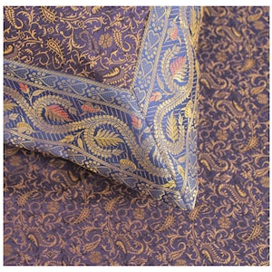 Transform your bedroom into a cosy oasis: Traditional weaves duvet cover set with brocade double bed sheet and pillow cases from India