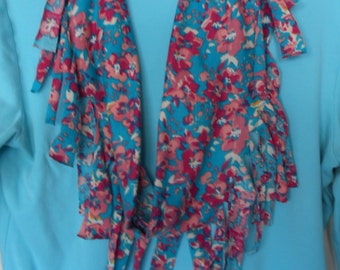 Torquoise and pink floral infinity scarf