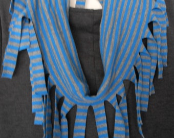 Torquoise and grey stripe infinity scarf