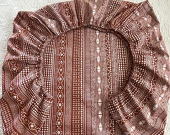 Rust Crib Sheet, for baby, for toddler, gender neutral baby gift, shower gift, Aztec fitted crib sheet, rustic nursery, youth bed sheet