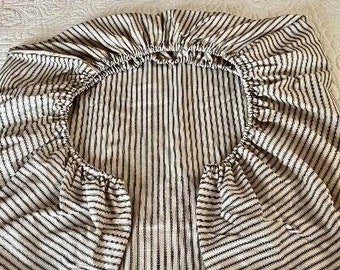 Ticking Stripe Crib Sheet, for baby, for toddler, gender neutral baby gift, shower gift, rustic nursery, youth bed sheet, fitted crib sheet