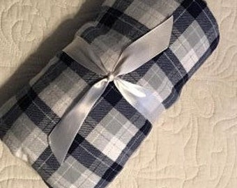 navy plaid crib sheet
