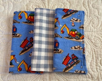 Truck washcloths, washable wipes, for baby, for kids, flannel kid washcloths, cloth face wipes, eco-friendly cloths, stocking stuffer