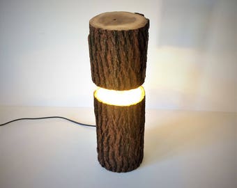 log lamp, rustic lamp, log light, led lamp, led log light, led log lamp, rustic light, rustic lighting, table lamp, desk lamp,