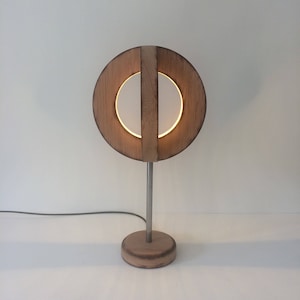modern lamp, stylish lamp, round lamp, wood lamp, table lamp, desk lamp, office lamp, minimalist lamp, contemporary lamp, handmade led lamp image 2