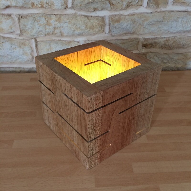 Chunky Wood Led Cube Lamp