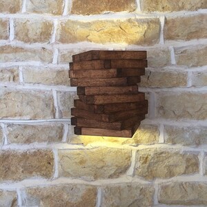 Wall Light Wall Sconce Rustic Wood Oak Abstract Stylish Lighting Wall Lamp Accent Lighting image 2
