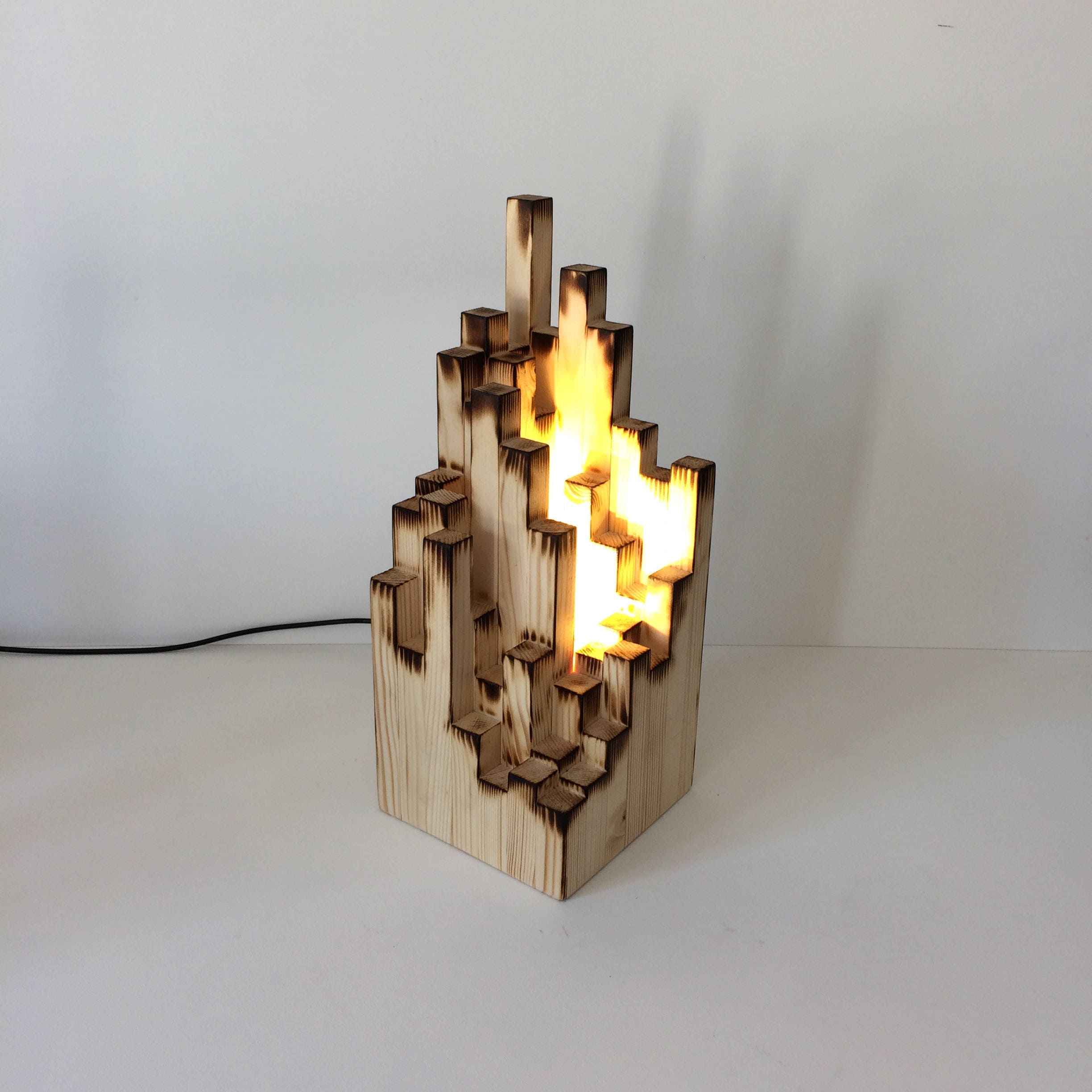 Sculpture en Bois, Lampe Sculpture, Abstraite, Cadeau Inhabituel, Maison, de Retraite, Pour Homme, C