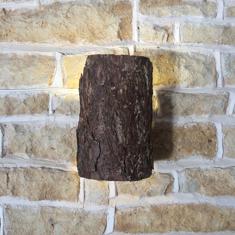 Rustic Wall Light Up Down Lighter Wall Fixture Light Fitting Tree Bark Natural Nature Woodland Log Light Lamp Sconce image 3