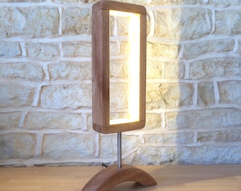 Hand Crafted Designer Table Lamp Wooden Desk Light Unusual Modern Minimalist Open Design Abstract Led Light