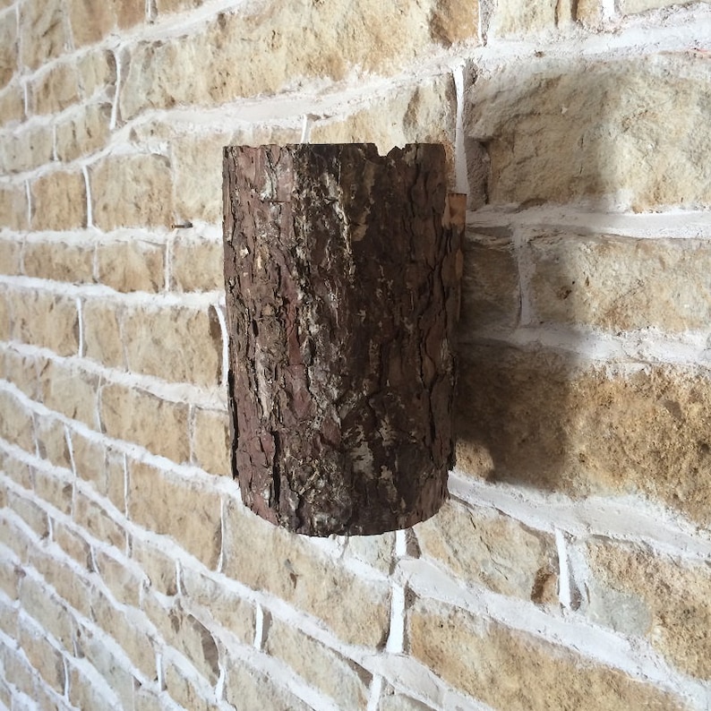 Rustic Wall Light Up Down Lighter Wall Fixture Light Fitting Tree Bark Natural Nature Woodland Log Light Lamp Sconce image 5