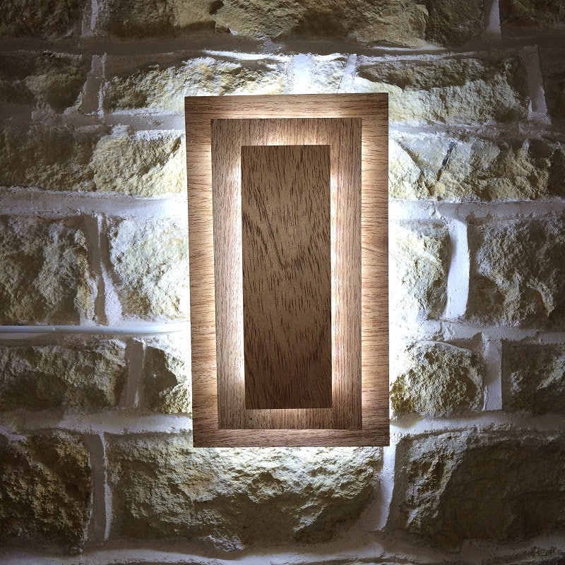 Sconce en Bois, Lumière de Mur Dirigée, Sconce Conduit, Moderne Mur, Audacieux, Rectangulaire Unique