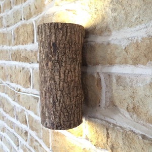 esconce de madera, escote de troncos, luz de tronco, luz rústica, luz de pared, escote de madera, luz de pared de madera, escote rústico, luz del bosque, más ligero, imagen 3