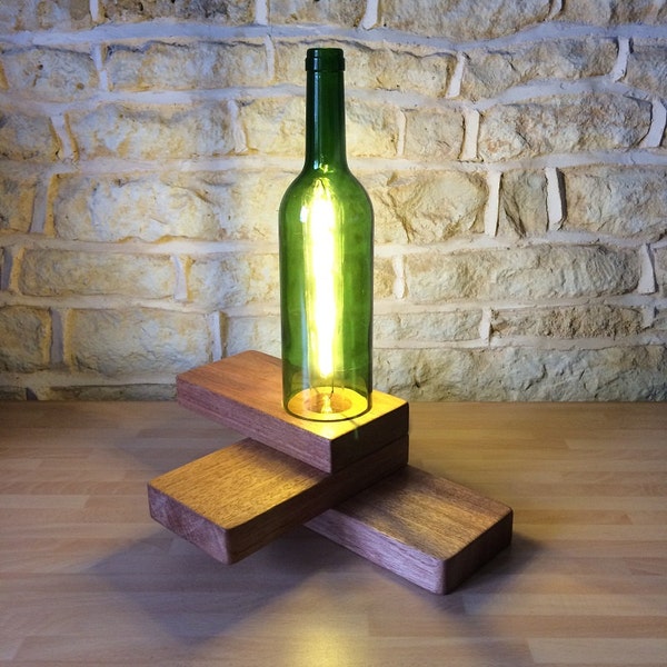 wine lovers gift, home decor, table lamp, desk lamp, office lamp, bottle lamp, bottle lights, modern lamp, upcycled bottle, unusual gift