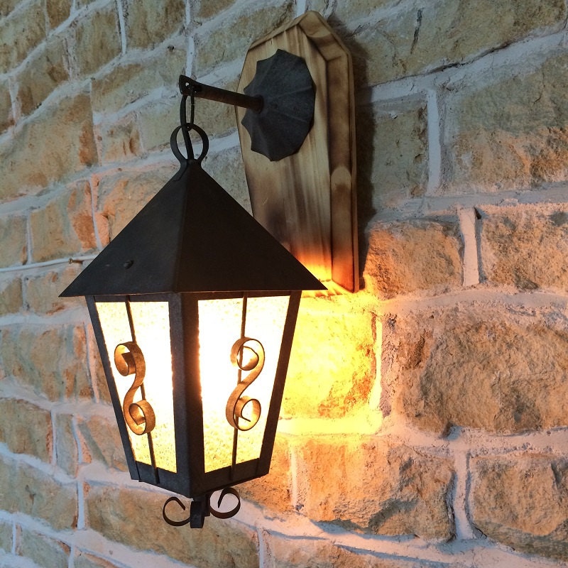 Hanging Wall Lantern With Wooden Base