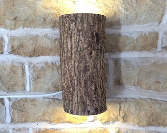 unique light, unusual sconce, rustic lighting, home bar sconce, home bar light, wall light, wood sconce, log light, man cave light,