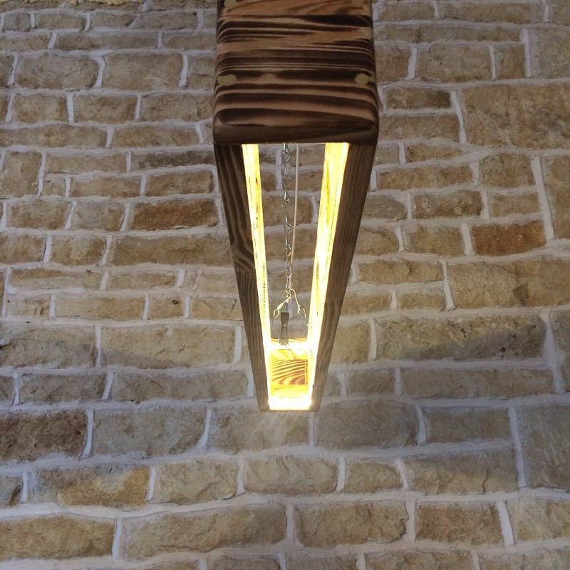 Long Ceiling Light Light Pendant Wooden Light Fixture Wood Etsy UK