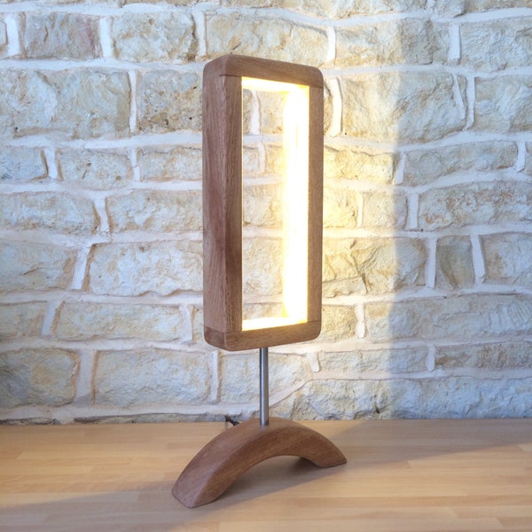 modern table lamp, desk lamp, handmade lamp, office lamp, wood and metal, stylish lamp, wood lamp, sleek lamp, contemporary lamp