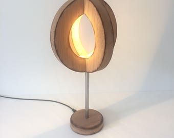 modern lamp, stylish lamp, round lamp, wood lamp, table lamp, desk lamp, office lamp, minimalist lamp, contemporary lamp, handmade led lamp