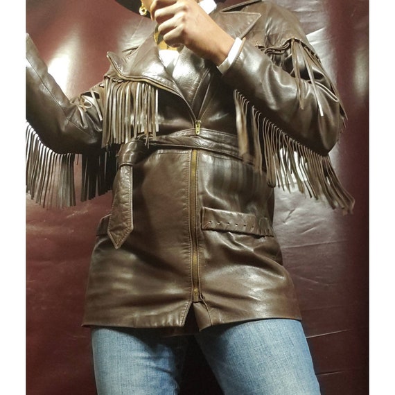 Womens Vintage Brown Leather Jackets, Vakko Saks F