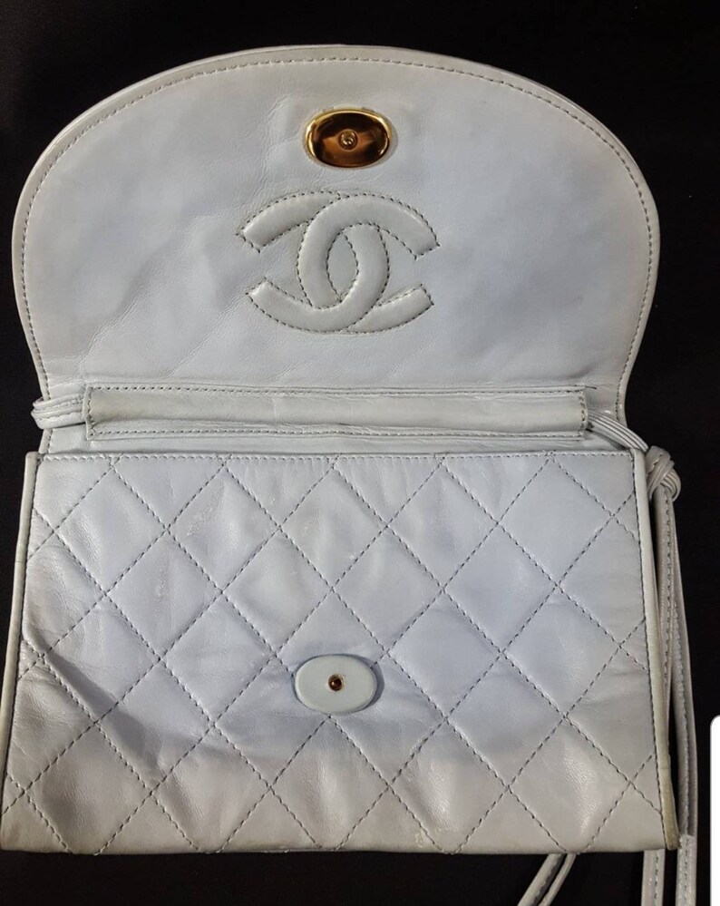 80s Vintage Chanel Bag Chanel Bags Heirloom Baby Blue Etsy