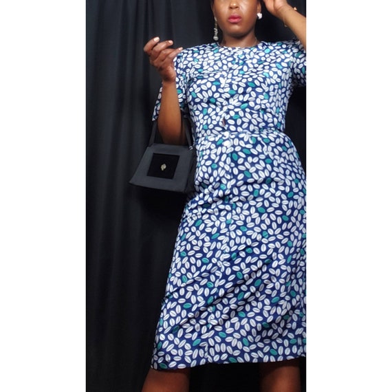 1980s Dresses Laine Seedy Print Button Up Dress Bl